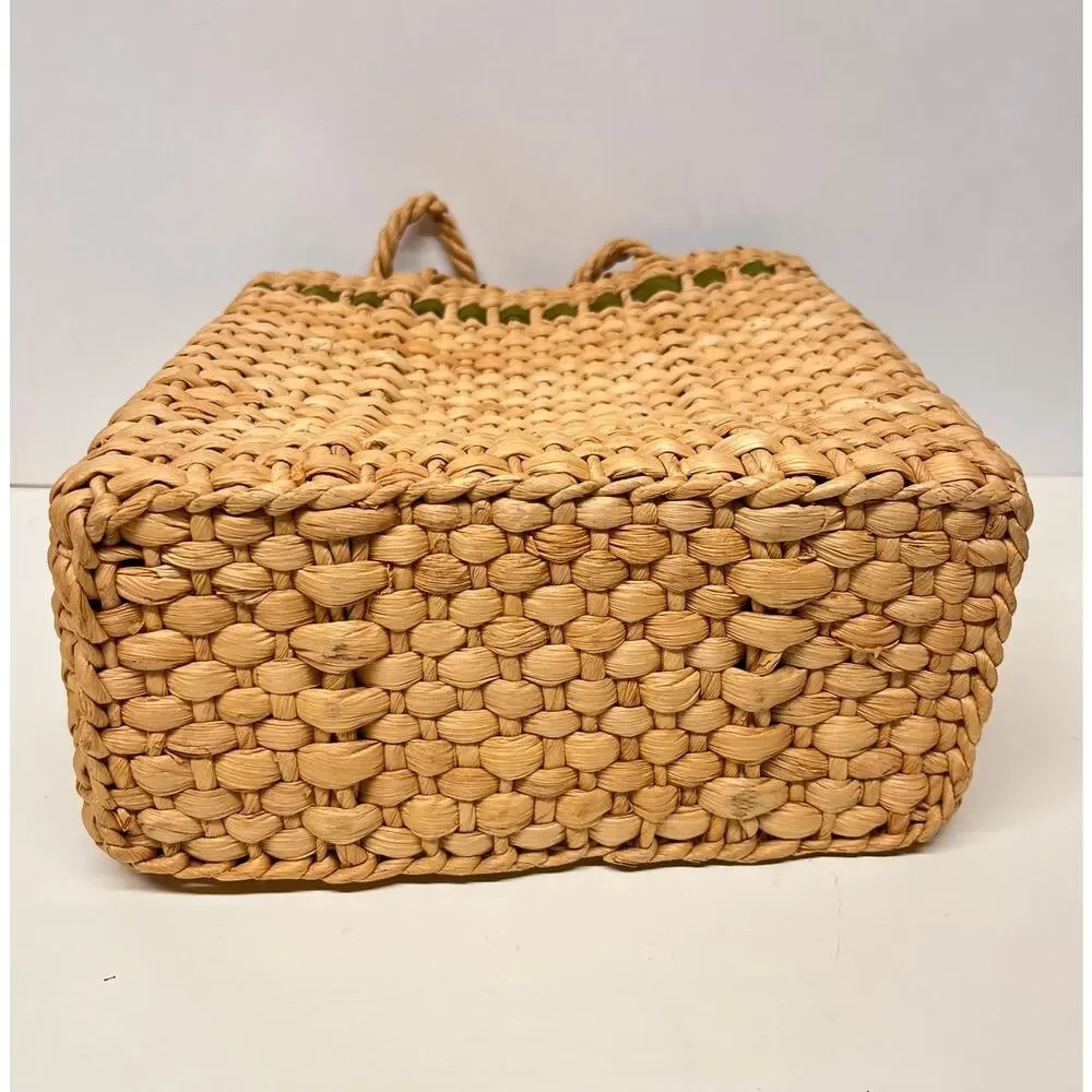 Natural Handwoven Water Hyacinth Straw Rafia Basket with Handles